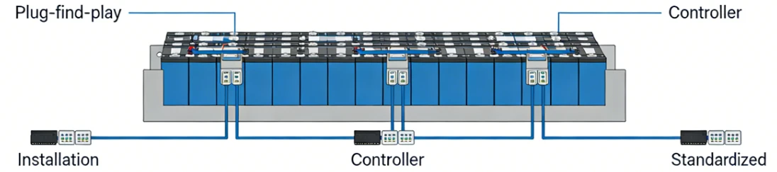 Advanced LiFePO4 lithium forklift battery pack components and BMS technology, showing factory-configured voltage curves compatible with Crown, Raymond, Toyota, and Hyster controllers for plug-and-play installation Advanced LiFePO4 lithium forklift battery pack components and BMS technology, showing factory-configured voltage curves compatible with Crown, Raymond, Toyota, and Hyster controllers for plug-and-play installation